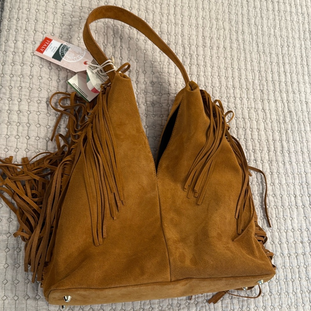 DIVINA FIRENZE Cuoio Suede Hobo Knots Handbag